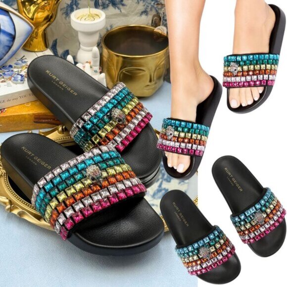 Kurt Geiger Shoes - 🆕 KURT GEIGER LONDON 🧿 NWOB Meena Eagle Jewel Sandal, Black - Sz EU40.5 US 9.5